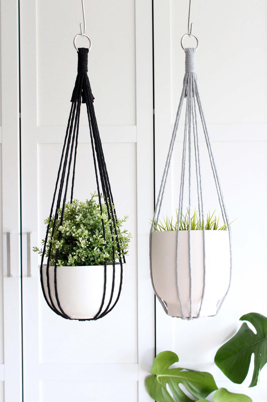 Handmade Macrame Plant Hanger: Natural Cotton, Tassel-Free