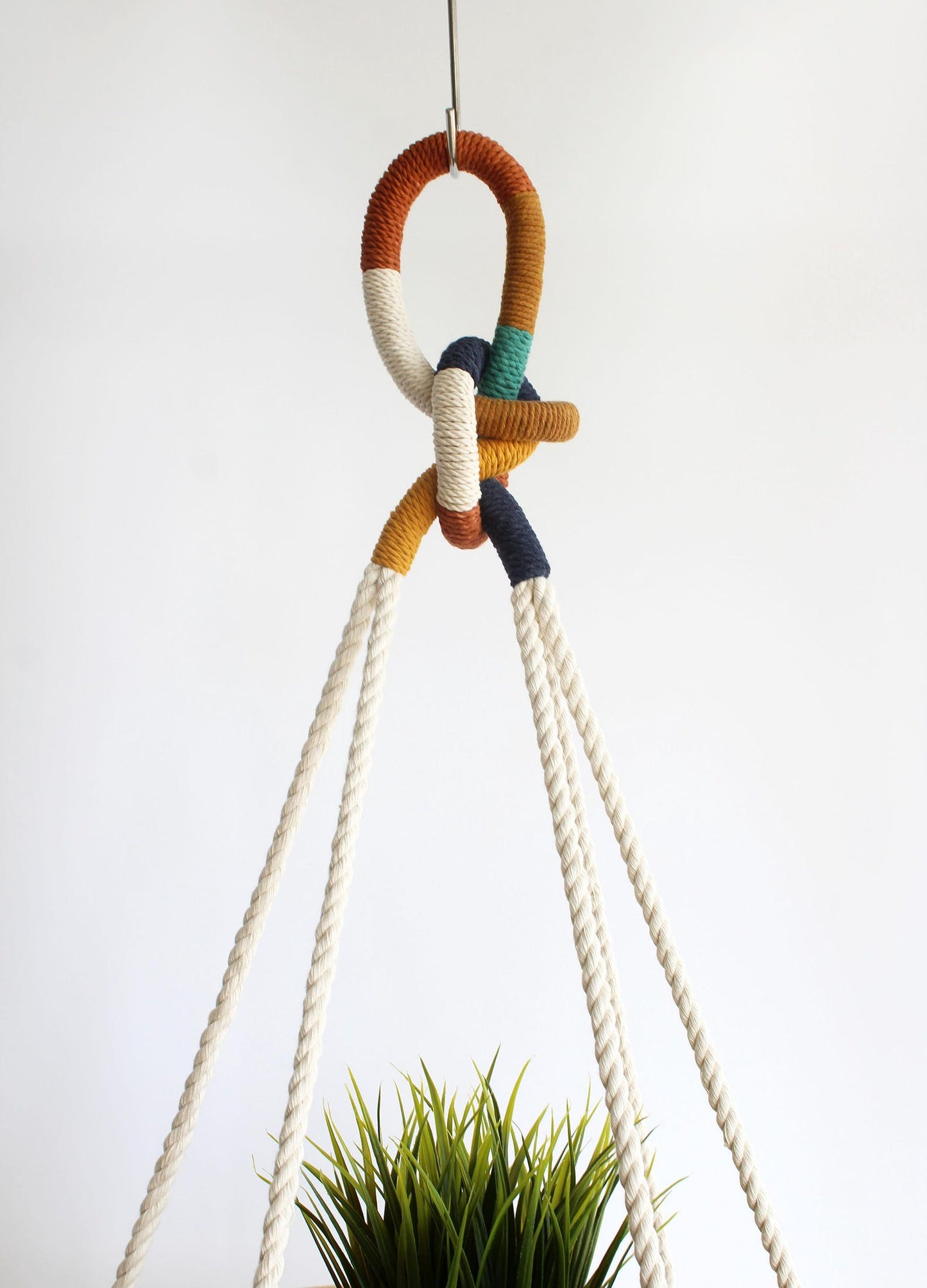 Color Block Macrame Plant Hanger – Textile Handmade Hanging Planter