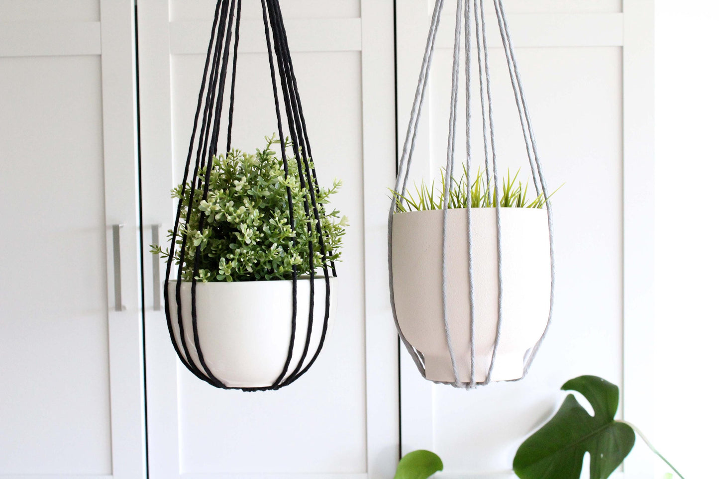 Handmade Macrame Plant Hanger: Natural Cotton, Tassel-Free