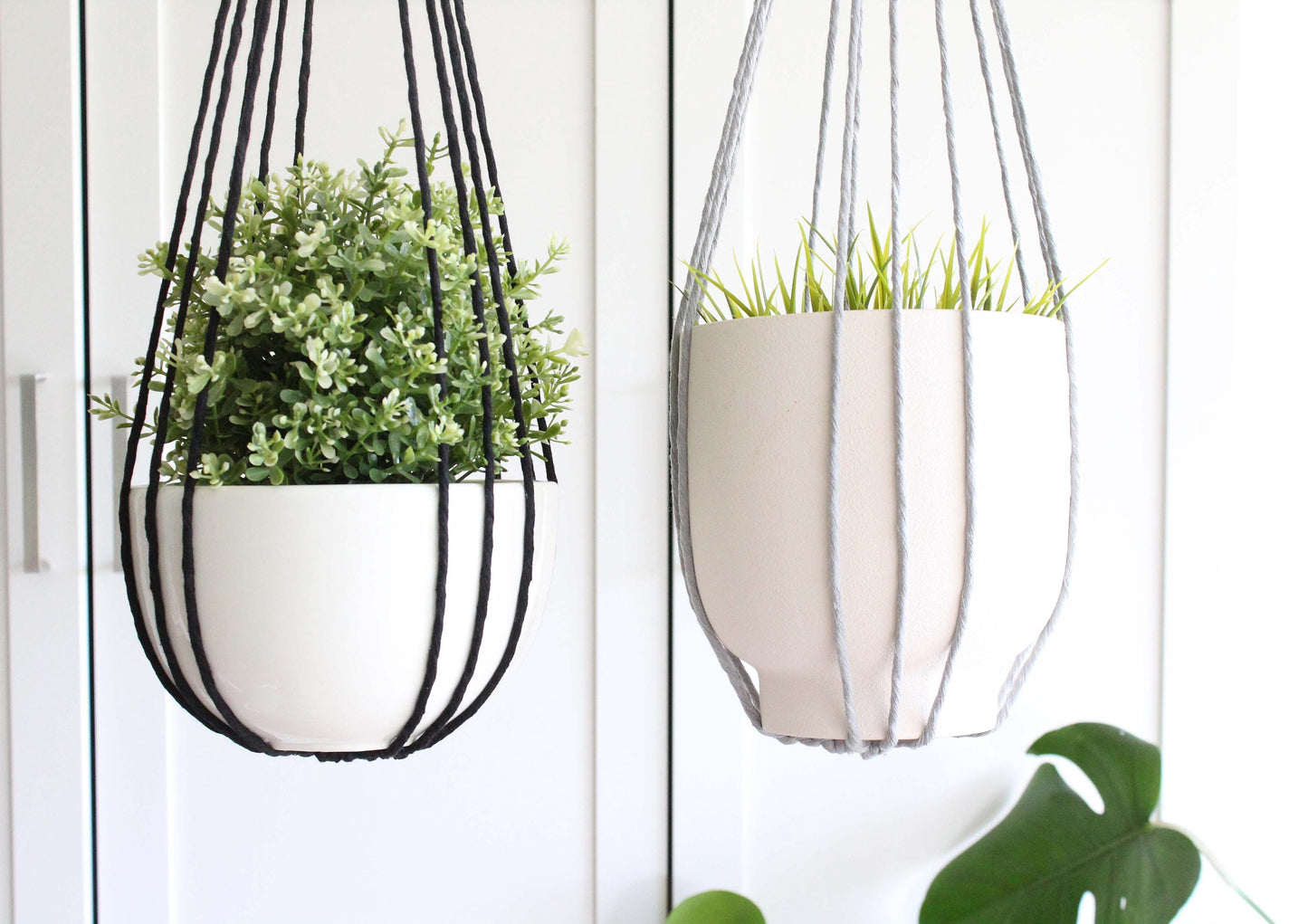 Handmade Macrame Plant Hanger: Natural Cotton, Tassel-Free