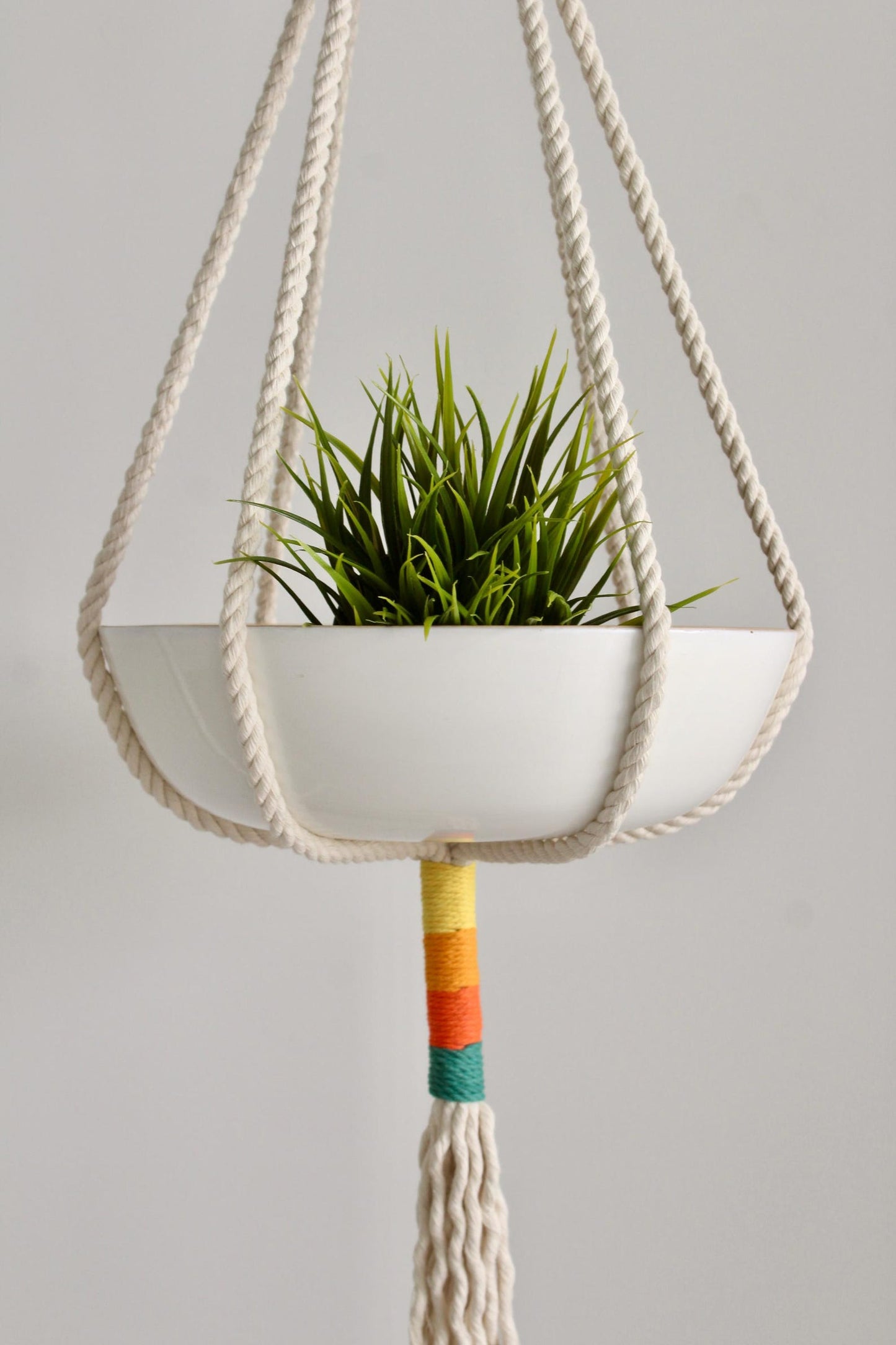 Color Block Macrame Plant Hanger – Textile Hanging Planter