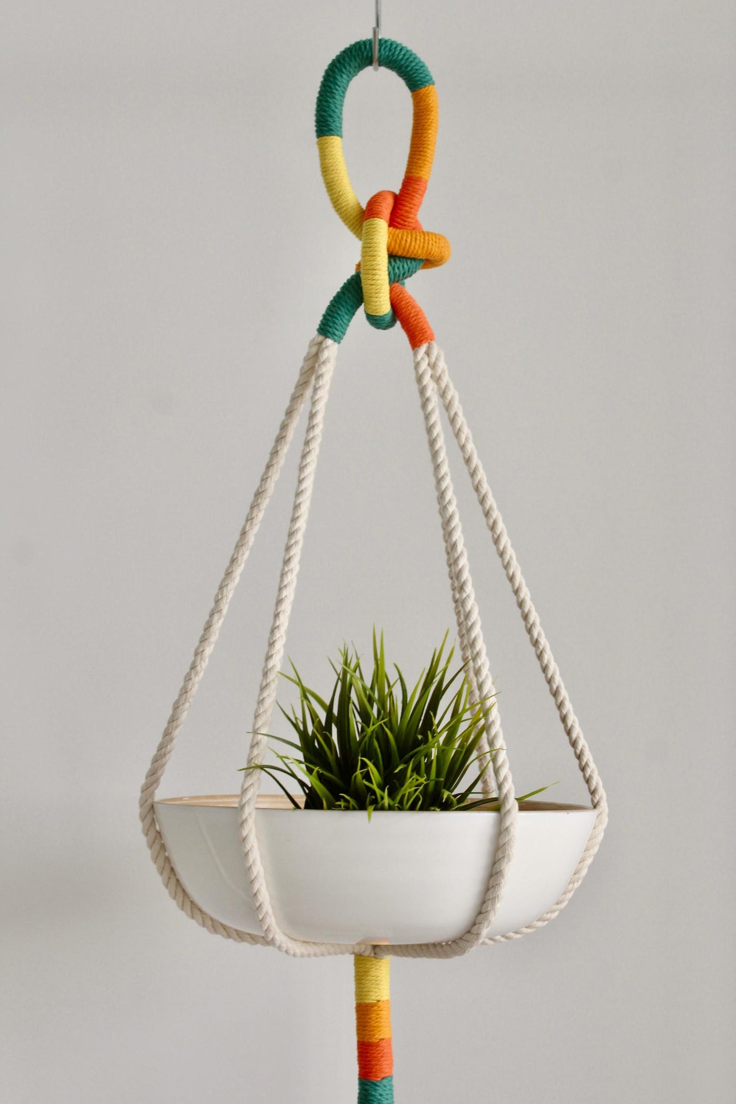 Color Block Macrame Plant Hanger – Textile Hanging Planter
