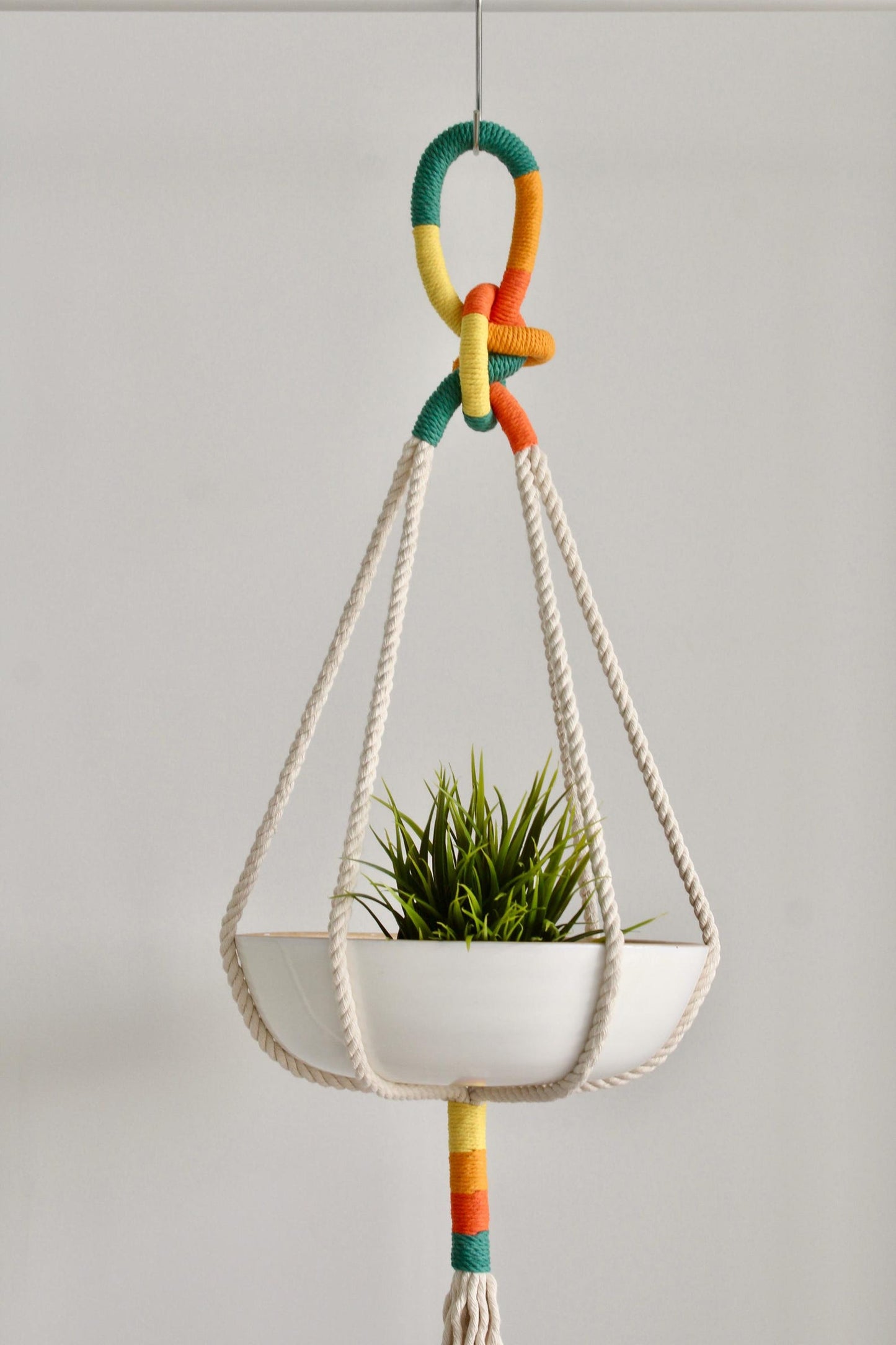 Color Block Macrame Plant Hanger – Textile Hanging Planter