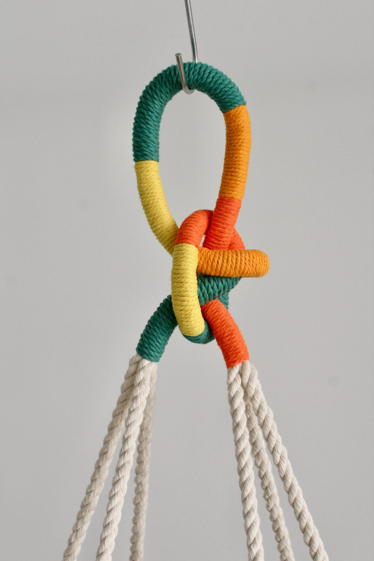 Color Block Macrame Plant Hanger – Textile Hanging Planter