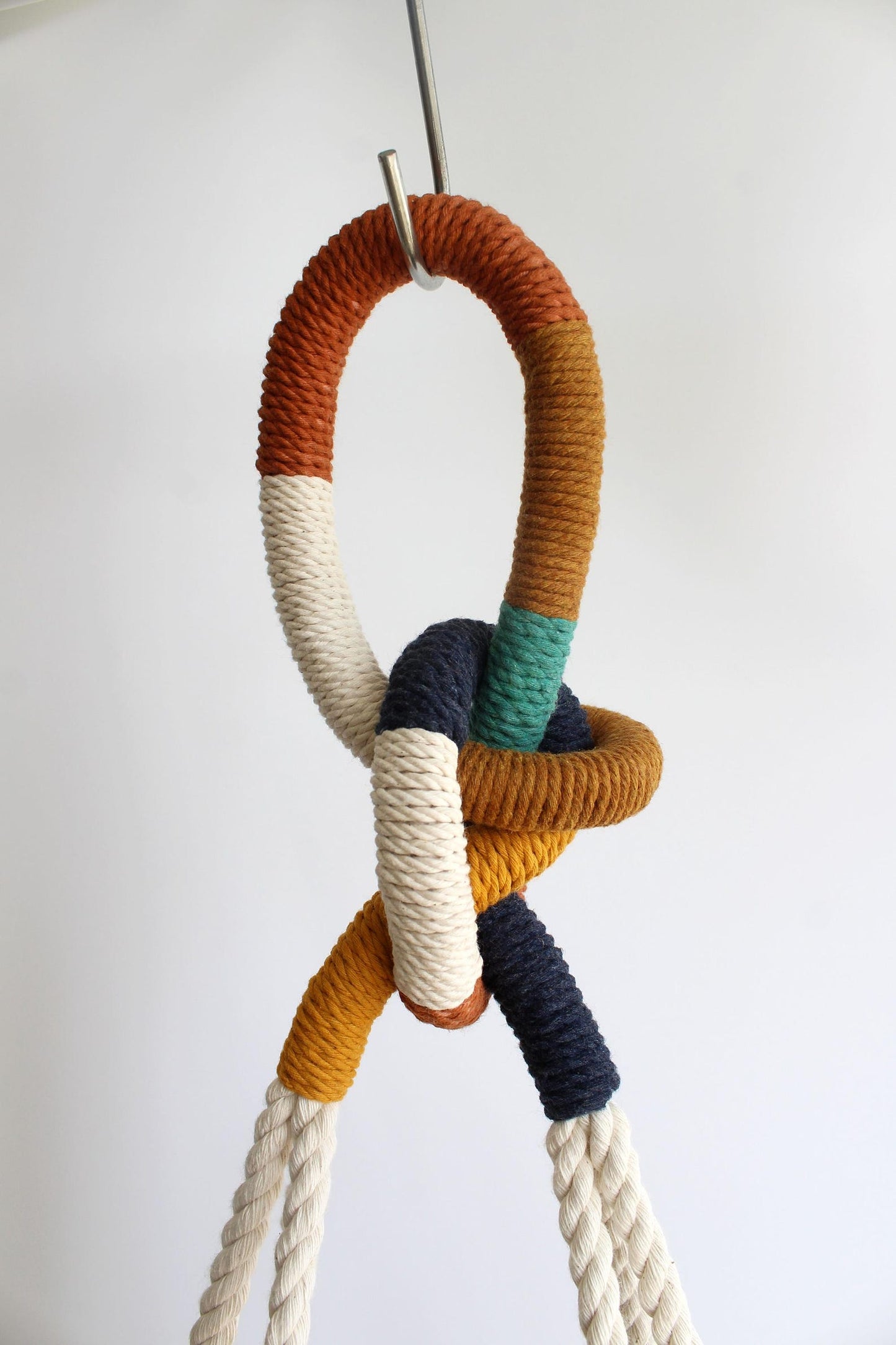 Color Block Macrame Plant Hanger – Textile Handmade Hanging Planter
